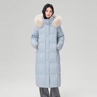 雪中飞 女士长款狐狸毛领羽绒服 蓝色 M/160/84A