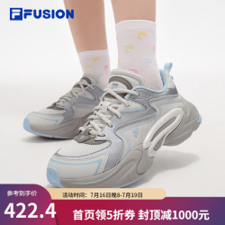 FILA FUSION潮牌FORCE DX未来潮鞋女2025夏新款引力鞋跑步鞋 奶白/幻象蓝-GI 35.5