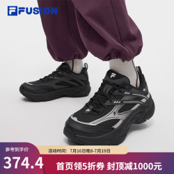 FILA FUSION 潮牌光迹鞋女鞋运动鞋2025新款复古跑步鞋子 黑/雾霾灰-BV 36.5