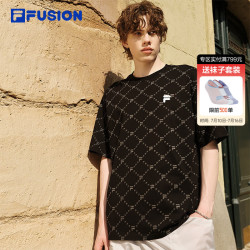 FILA FUSION斐乐潮牌T恤2026年夏季新款针织短袖衫上衣 正黑色-BK XL 180/100A/XL