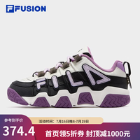 FILA FUSION潮牌女鞋复古篮球鞋2025新款时尚休闲运动鞋 黑/雪白-BA 35.5