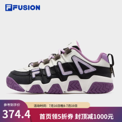FILA FUSION潮牌女鞋复古篮球鞋2025新款时尚休闲运动鞋 黑/雪白-BA 35.5