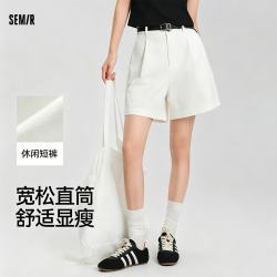 森马 休闲裤女夏季打褶半松紧腰宽松短裤女生显瘦时尚裤子101325125010