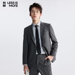 利郎 西装男条纹提花舒弹修身西服套装中灰170A