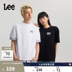 Lee 26夏季新宽松版圆领刺绣感设计Logo印花男女同款短袖T恤