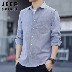 JEEP SPIRIT 吉普衬衫男长袖春秋季外套男士商务休闲衬衣潮牌男装上衣服