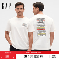 Gap 男女装2026春季新款纯棉logo印花圆领短袖T恤上衣美版889460 象牙白 XS 美码 S亚洲码175/88A