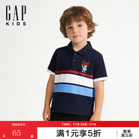 Gap 男幼童小童2026夏季新款印花撞色条纹短袖polo衫儿童装893661