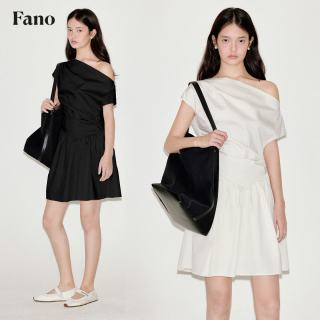 fano studios 范洛Fano 设计感立裁捏褶结构造型感斜肩衬衫连衣裙夏女