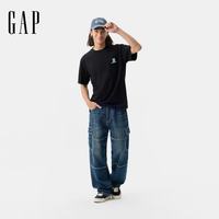 Gap 729122 纯棉小熊印花 黑色 S码 短袖T恤