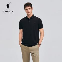 POLOWALK 男士短袖2026夏季新款凉感POLO衫商务T恤纯色上衣男装 藏青 L (175)