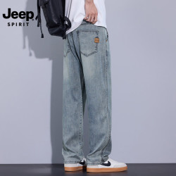JEEP SPIRIT 吉普天丝牛仔裤男士2026夏季薄款直筒垂感冰丝休闲长裤子复古蓝31