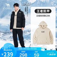 骆驼 连帽卫衣男秋冬王俊凯同款美式潮宽松加绒厚长袖T恤M34CA88738A