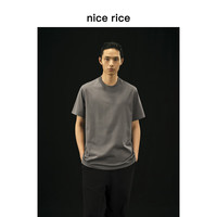 nice rice 好饭 r.系列全棉针织休闲基础简约休闲小领口圆领打底短袖内搭T恤 深灰(220克) L