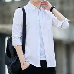 嘉晔 JIAYE）长袖衬衫男2026春秋牛津纺男士衬衣韩版潮流青年休闲衬衣工服上衣 湖蓝色 M