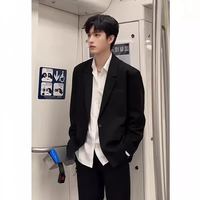 嘉晔 JIAYE）黑色垫肩休闲西服外套男春秋款痞帅韩版感DK制服小西装男套 西服 S