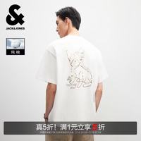 杰克琼斯 杰克·琼斯（JACK&JONES） 男装短袖T恤法斗狗金银印花字母图案百搭圆领226201167