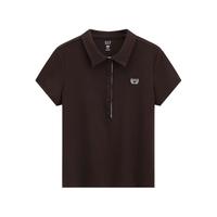 Gap 女装刺绣Logo修身Polo领短袖T恤