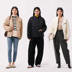 千仞岗 真五折！轻薄羽绒服短款立领外套格子