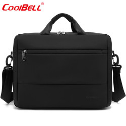 coolbell COOL BELL防摔防水单肩斜挎电脑包简约男士ins风笔记本手提电脑包 黑色2117 15.6寸