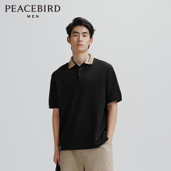 太平鸟 男装 商务休闲POLO衫夏季重磅翻领短袖男 黑色（合体） M