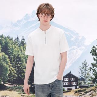 gxgjeans 半拉链华夫格宽松短袖T恤 黑色 3XL