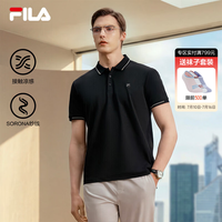 FILA 领航POLO|斐乐官方男装针织POLO夏季时尚商务休闲凉感短袖 正黑色-BK 3XL 190/108A/XXXL