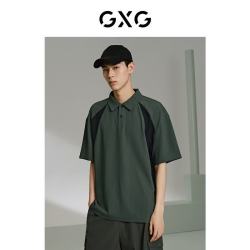 GXG 男装 商场同款撞色拼接设计polo衫男 绿色 175/L