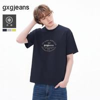 gxgjeans 环形字母印花 藏青色 L 男士短袖T恤