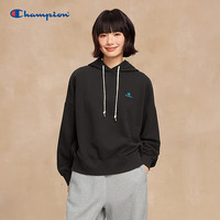Champion 冠军女款卫衣春秋刺绣红色连帽卫衣女运动休闲潮流上衣春 水墨黑 M
