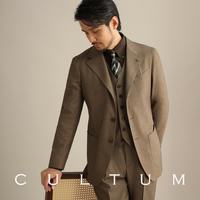 CULTUM意式那不勒斯商务西服套装男通勤正装免烫新郎婚礼西装三件套 驼色 两件套 175A /50A