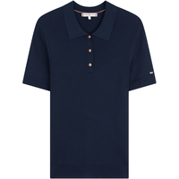 TOMMY HILFIGER 肌理感金属扣修身短袖针织衫