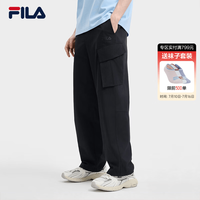 FILA 官方男士梭织长裤2026夏季新款时尚舒适休闲直口工装裤 正黑色-BK XL 180/88A/XL