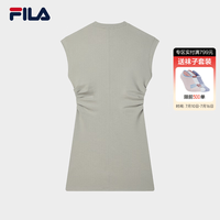 FILA 官方女装针织连衣裙2025夏季新款时尚休闲无袖收腰裙子 绿卡其色-DK L 170/88A/L
