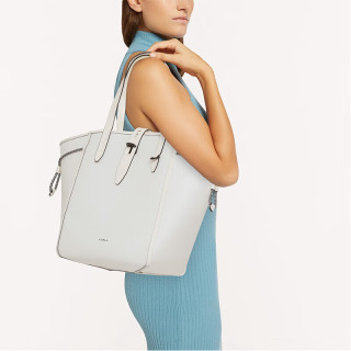 FURLA NET系列 女士牛皮大号菜篮子通勤托特手提包 纯白色