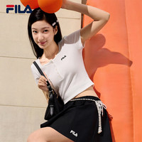 FILA 官方女子针织短袖衫2026夏新款时尚简约百搭显瘦修身T恤 云菇白-WT L 170/88A/L