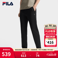 FILA 官方男士针织长裤夏季新款时尚简约休闲直口裤商务通勤裤 正黑色-BK M 170/80A/M