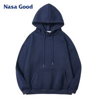 NASA GOOD 连帽卫衣男秋季潮流时尚棉质舒适百搭运动休闲男装打底衫 蓝S
