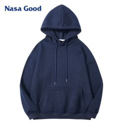 NASA GOOD 连帽卫衣男秋季潮流时尚棉质舒适百搭运动休闲男装打底衫 蓝S