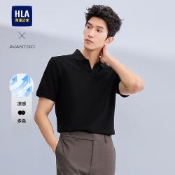 海澜之家 短袖polo衫轻商务经典系列凉感海鸥领短袖男夏季 黑色89 XL 180/96A 推荐151~164斤