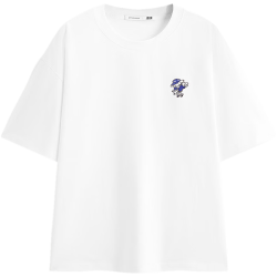 太平鸟 滑板小狗联名纯棉短袖T恤 白色 2XL