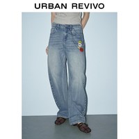 URBAN REVIVO UYV860057 莱赛尔水洗金属链饰弯刀牛仔裤