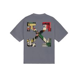 OFF-WHITE 情侣装新款潮牌男士宽松短袖T恤高端纯棉半袖衣服 灰色 2XL