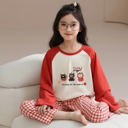 玛伦萨 儿童睡衣女童春秋款纯棉长袖2025新款全棉家居服套装可外穿