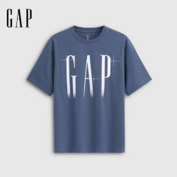Gap 男女装2026春季新款纯棉logo渐变印花宽松短袖T恤上衣