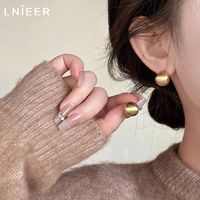 Lnieer 925银针复古磨砂拉丝小豆豆耳钉