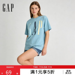 Gap 男女装2026春季新款纯棉logo字母印花宽松短袖T恤上衣854739