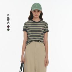 TEENIE WEENIE 女士条纹刺绣圆领T恤