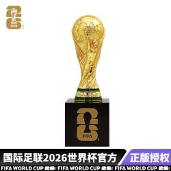 国际足球联合会 2026世界杯官方正品大力神杯摆件礼物纪念品70mm3D金杯黑底座