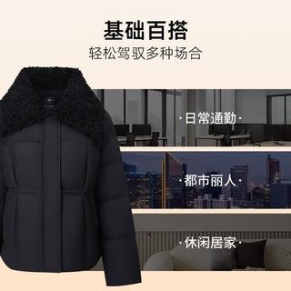 千仞岗 可拆卸毛领翻领短款羽绒服 魔力黑 XS(155)